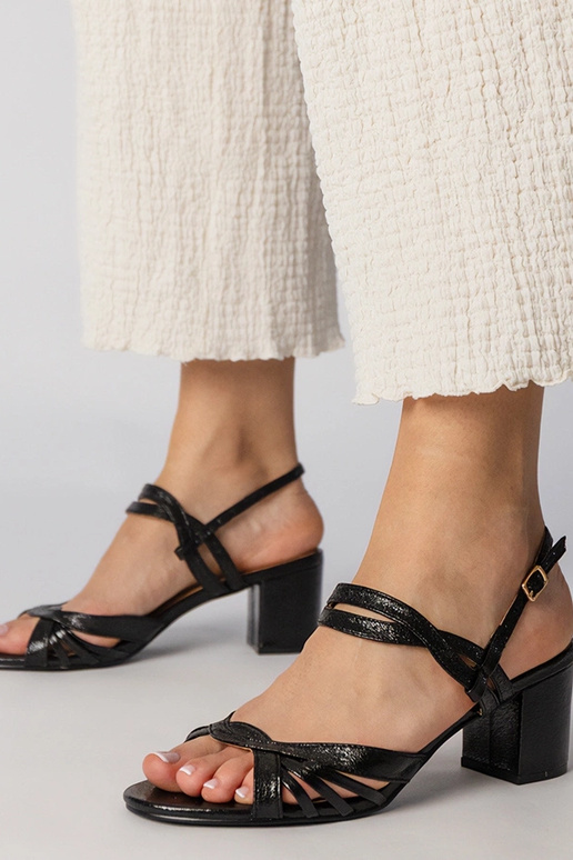 Sandálias femininas pretas de salto,...