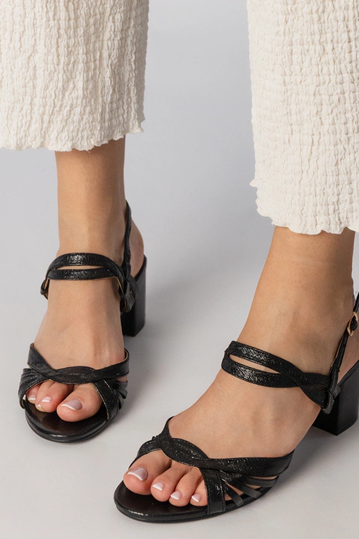 Sandálias femininas pretas de salto,...