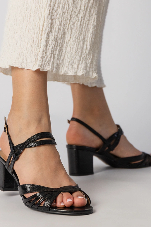 Sandálias femininas pretas de salto,...