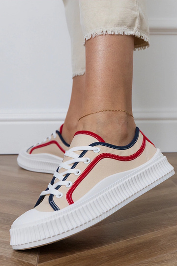 Sapatos femininos em tom areia com plataforma, "Salis" 2