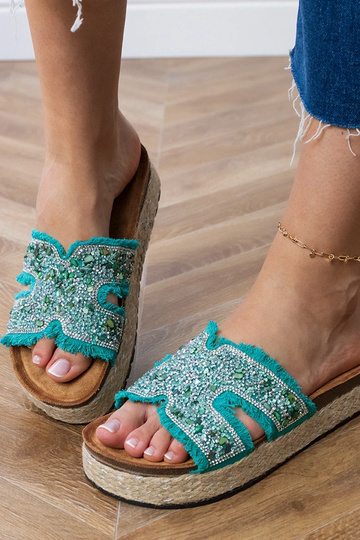 Najros espadrilhas verdes com strass e pedrinhas 2