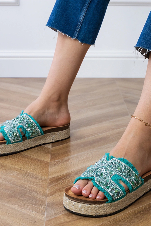 Najros espadrilhas verdes com strass...