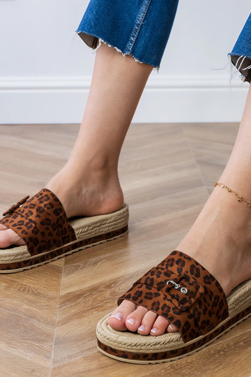 Lunda chinelos de leopardo com plataforma e fivela decorativa 2