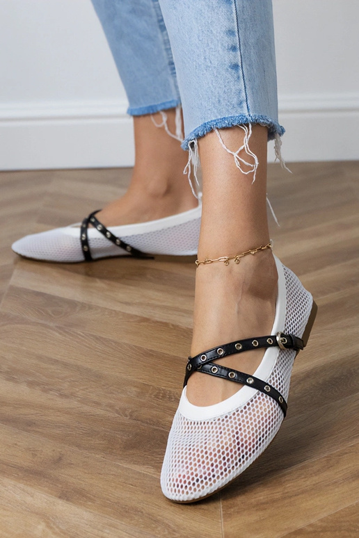 Balerinas de rede brancas com fivela...