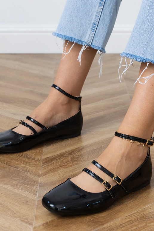 Bailarinas pretas envernizadas com...