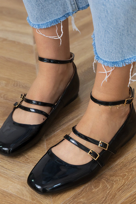 Bailarinas pretas envernizadas com...