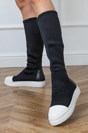 Botas esportivas pretas de tecido com cano elástico Lussa