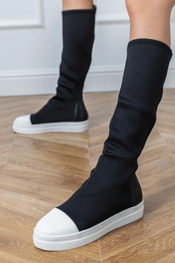 Botas esportivas pretas de tecido com cano elástico Lussa 2