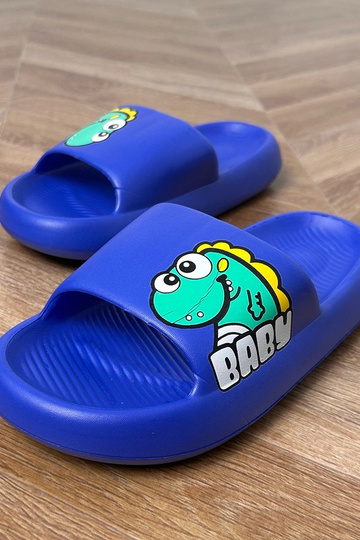 Chinelo infantil azul com estampas Milos