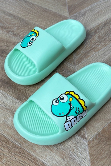 Chinelo infantil verde com estampas Milos 2