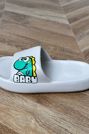 Chinelo infantil cinza com estampas Milos 2