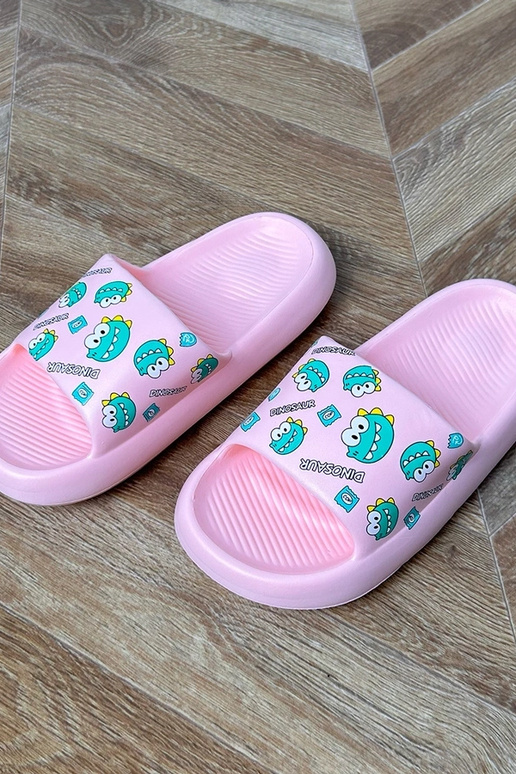Chinelo infantil rosa com estampas Dinos