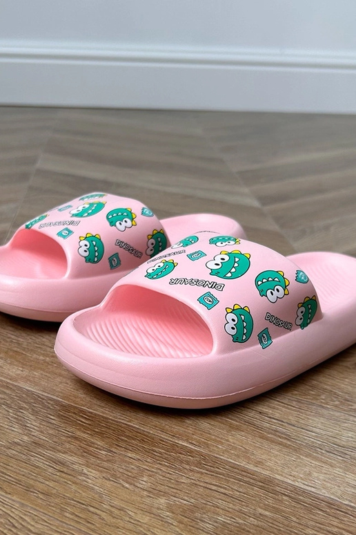 Chinelo infantil rosa com estampas Dinos