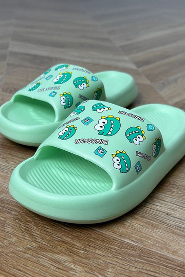 Chinelo infantil verde com estampas Dinos
