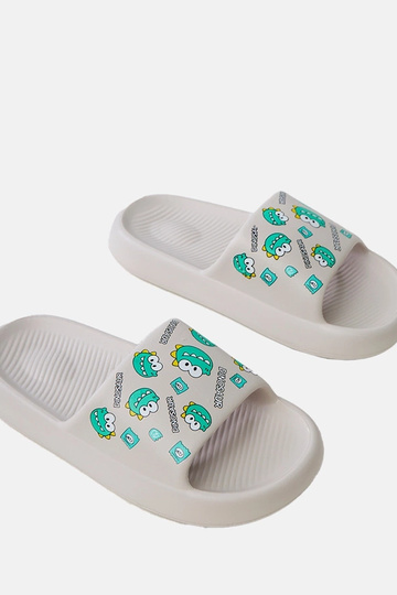 Chinelas infantis cinzas com estampas de dinossauros Dinos 2