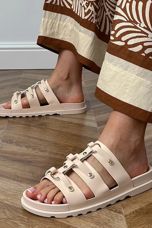 Chinelas romanas na cor areia com...