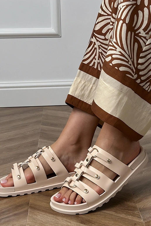 Chinelas romanas na cor areia com...