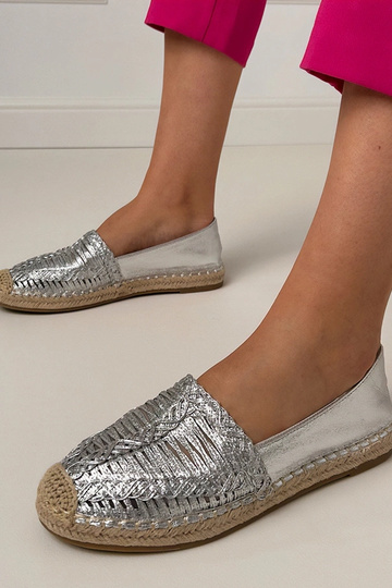 Espadrilhas prateadas rendadas com plataforma Zelvira