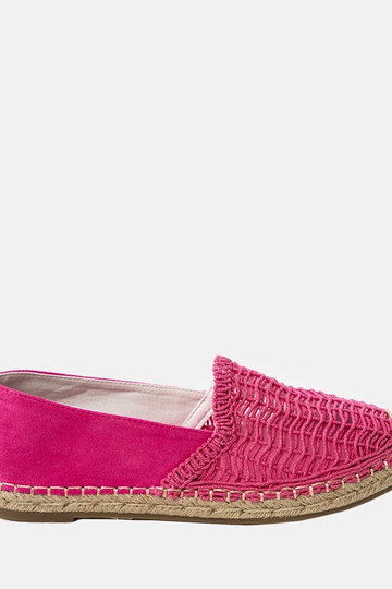 Espadrilhas rendadas rosas na plataforma Plevis