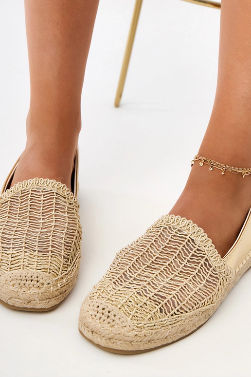 Espadrilhas de renda douradas com...