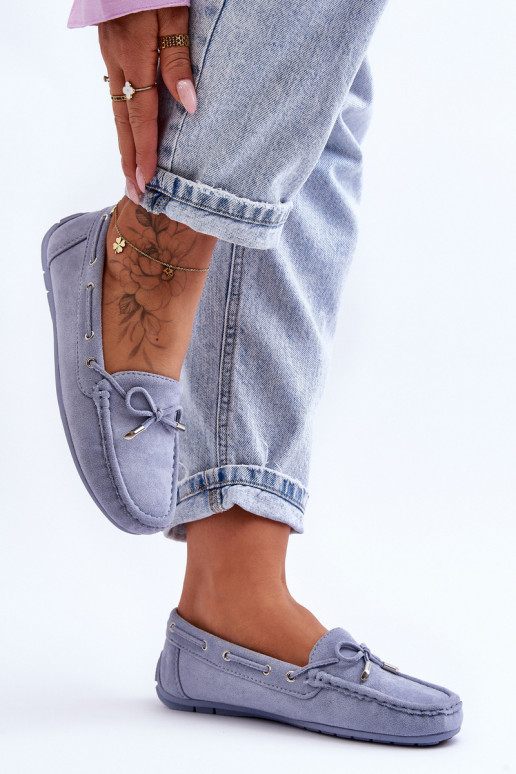 Mocassins elegantes de camurça cor azul Si Passione