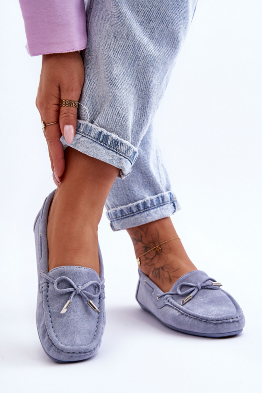 Mocassins elegantes de camurça cor azul Si Passione