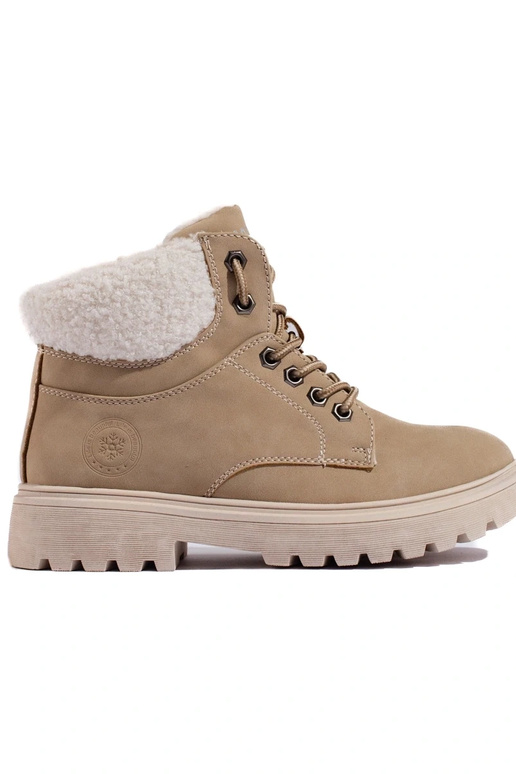 Botas femininas de couro ecológico bege