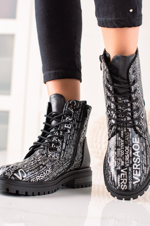 botas com estampa para mulheres em preto