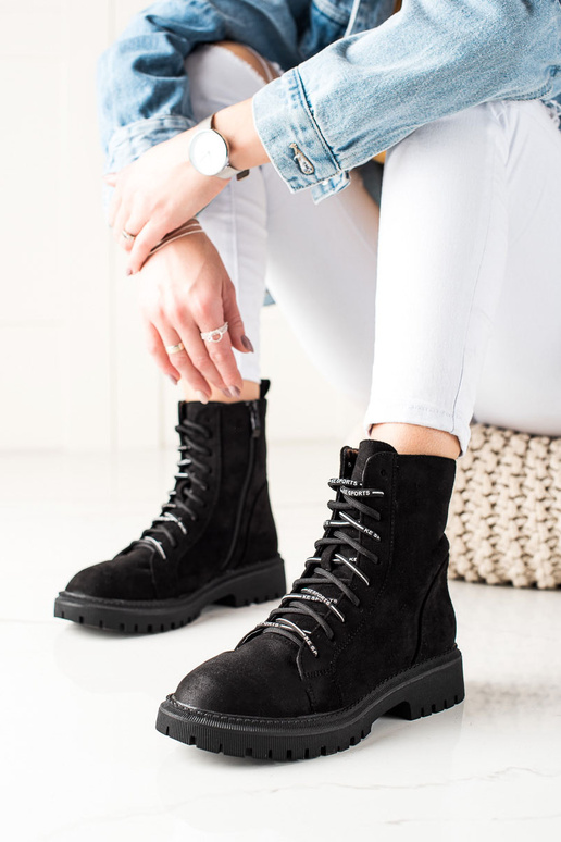 amarrar botas pretas femininas