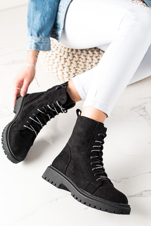 amarrar botas pretas femininas