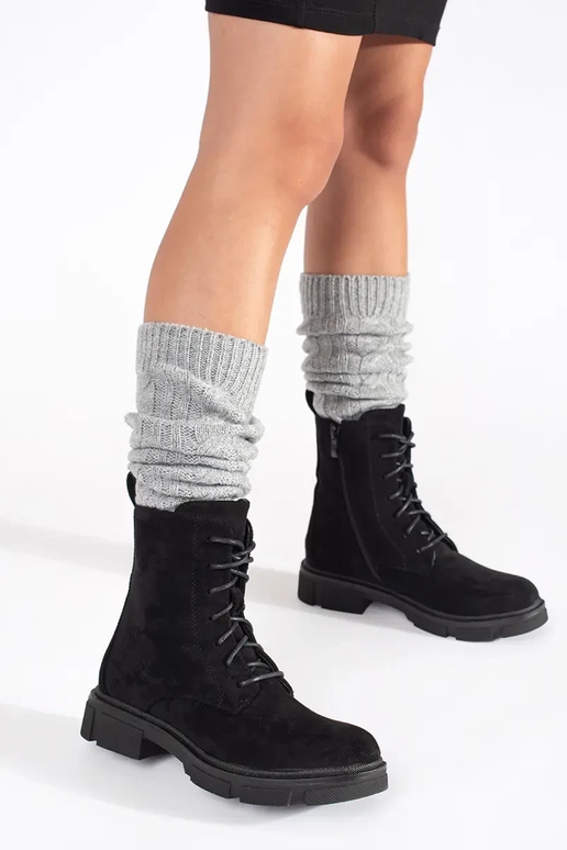 Sapatos femininos de camurça com...