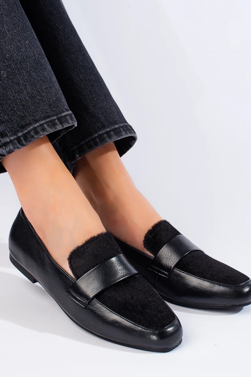 botins femininos pretos com pele...