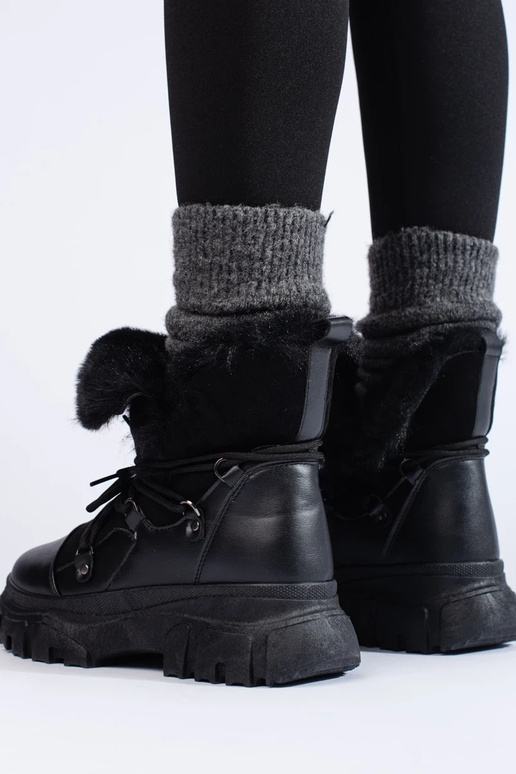 Botas femininas de neve com pelo na...