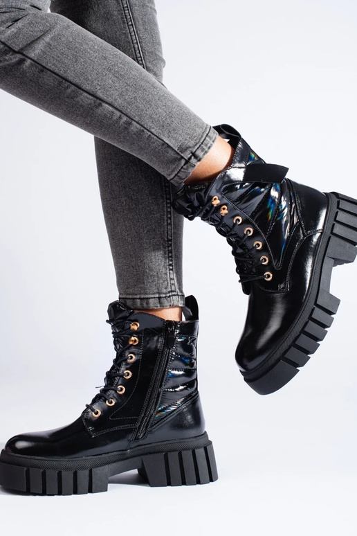 Botas femininas com sola grossa na...