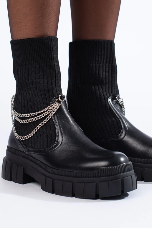 botins femininos pretos com parte...