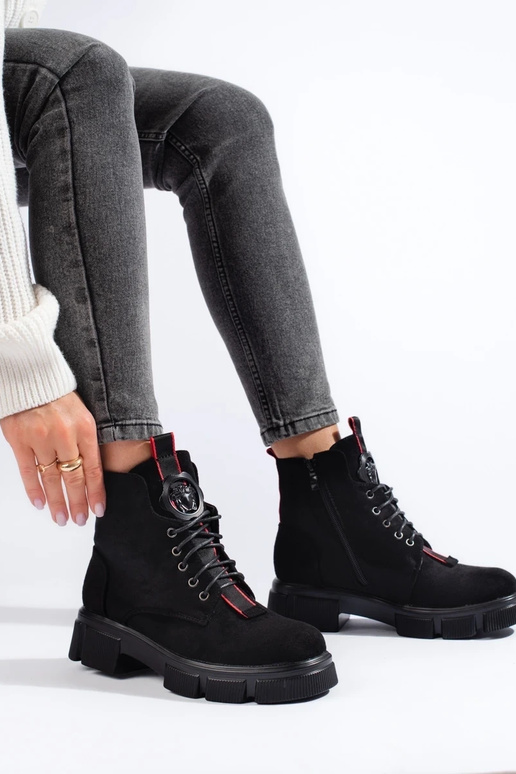 Botas femininas de camurça clara com...