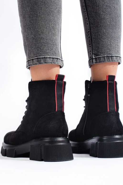 Botas femininas de camurça clara com...