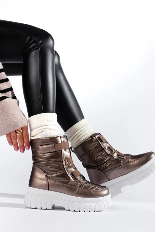 Botas de neve femininas com velcro...