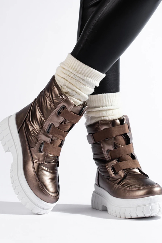 Botas de neve femininas com velcro...