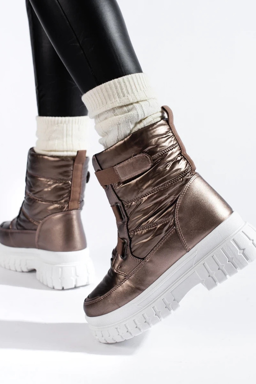 Botas de neve femininas com velcro...