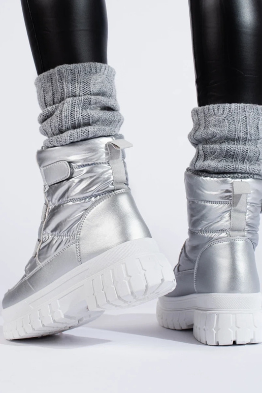 Botas de neve femininas com velcro...