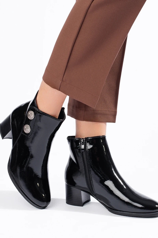 Bota feminina de salto envernizada de...