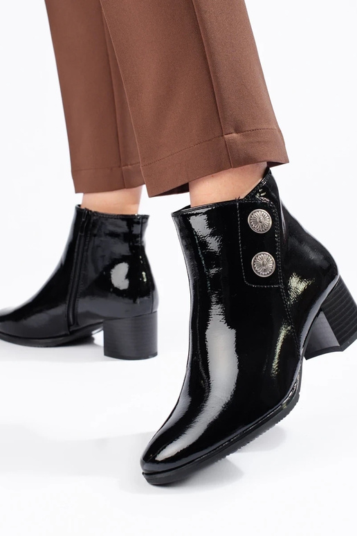 Bota feminina de salto envernizada de...