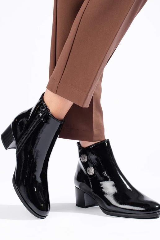 Bota feminina de salto envernizada de...