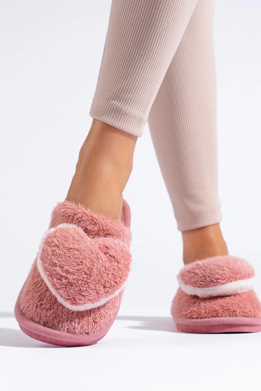 chinelos femininos rosa com corações...
