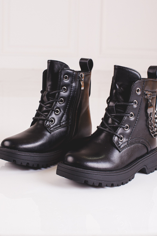 sapatos pretos para meninas com corrente