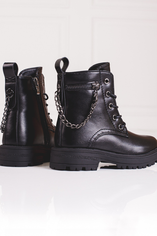 sapatos pretos para meninas com corrente