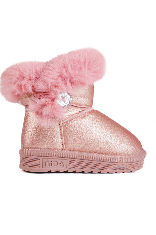 botas de neve para meninas com pelo rosa