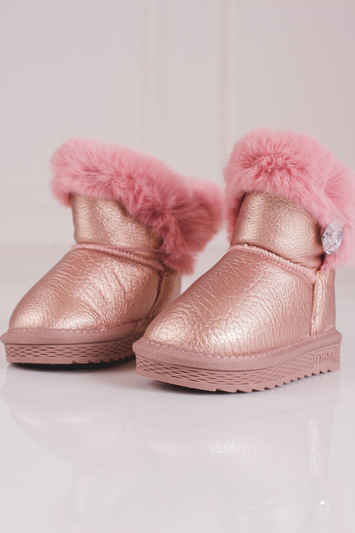 botas de neve para meninas com pelo rosa