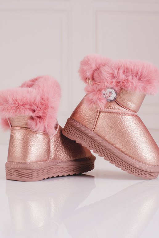 botas de neve para meninas com pelo rosa